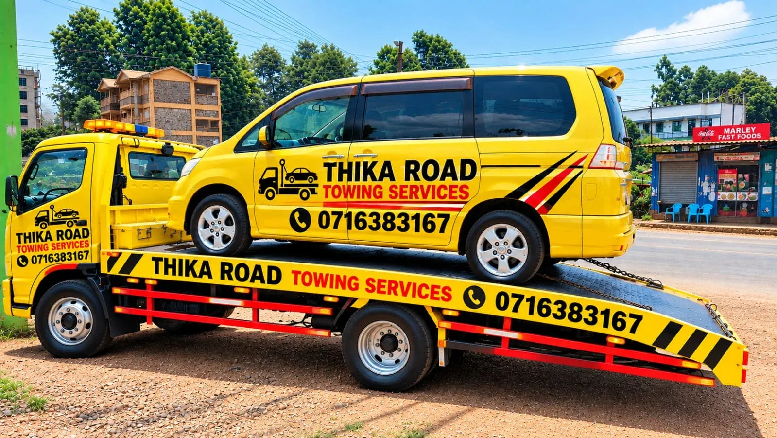 Tow truck in Section 9, Thika Road